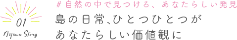 Niijima Story 01 #自然の中で見つける、あなたらしい発見 島の日常、ひとつひとつがあなたらしい価値観に